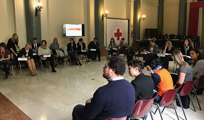 I partecipanti alla riunione del Network contro la tratta degli esseri umani di Croce Rossa