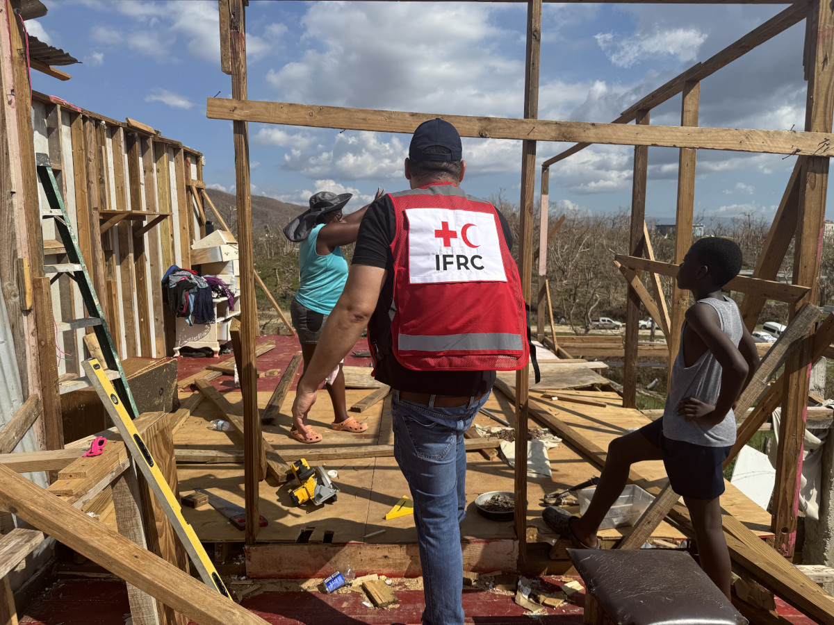 Marlene, from Brompton, St Elizabeth, has lost everything. During the hurricane she sheltered with her three daughters in their concrete bathroom, the only room in their house still standing. Currently, the family are sleeping on the floor, on top of the clothes they managed to salvage.