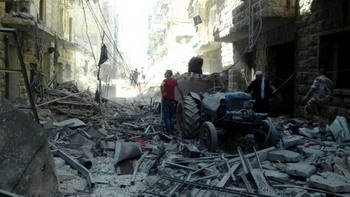 La città di Aleppo distrutta 