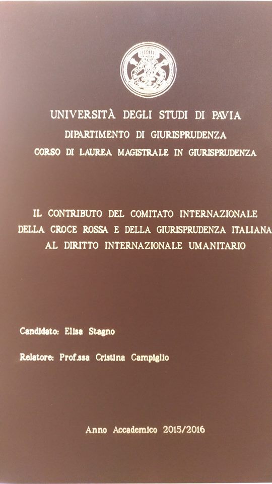 Congratulazioni ad Elisa per la sua tesi di laurea sul ruolo di #crocerossa nella storia del Diritto Internazionale