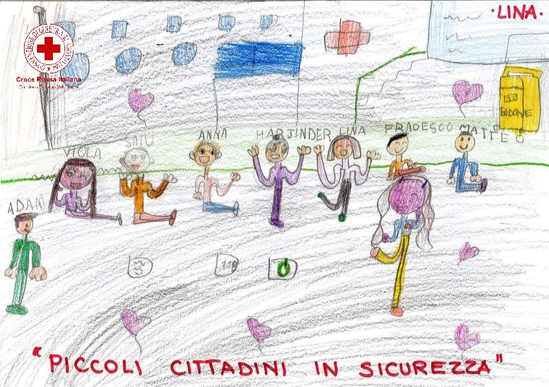 Disegno realizzato da una bambina della scuola primaria di Tizzano per l'attività di prevenzione dei rischi da disastro