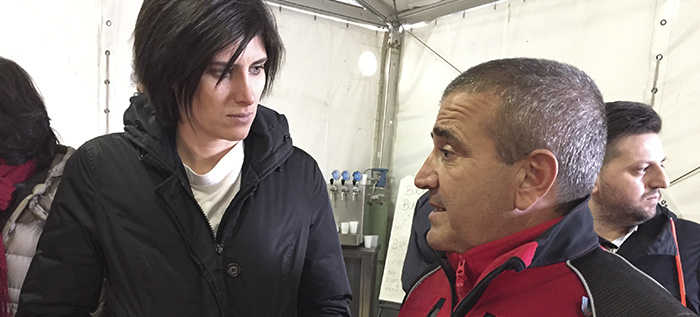 Il sindaco di Torino Chiara Appendino in visita a Fenoglio, centro polifunzionale per richiedenti asilo della Croce Rossa Italiana a Settimo Torinese