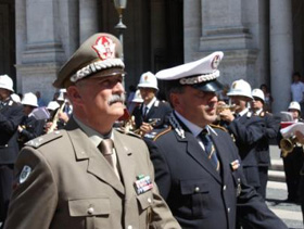 L'Ispettore Nazionale del Corpo Militare, maggior generale Gabriele Lupini ed il Comandante del Corpo di Polizia di Roma Capitale, Angelo Giuliani