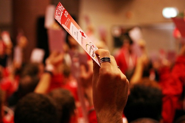 Uno scatto delle votazioni della seconda assemblea nazionale dei Giovani CRI