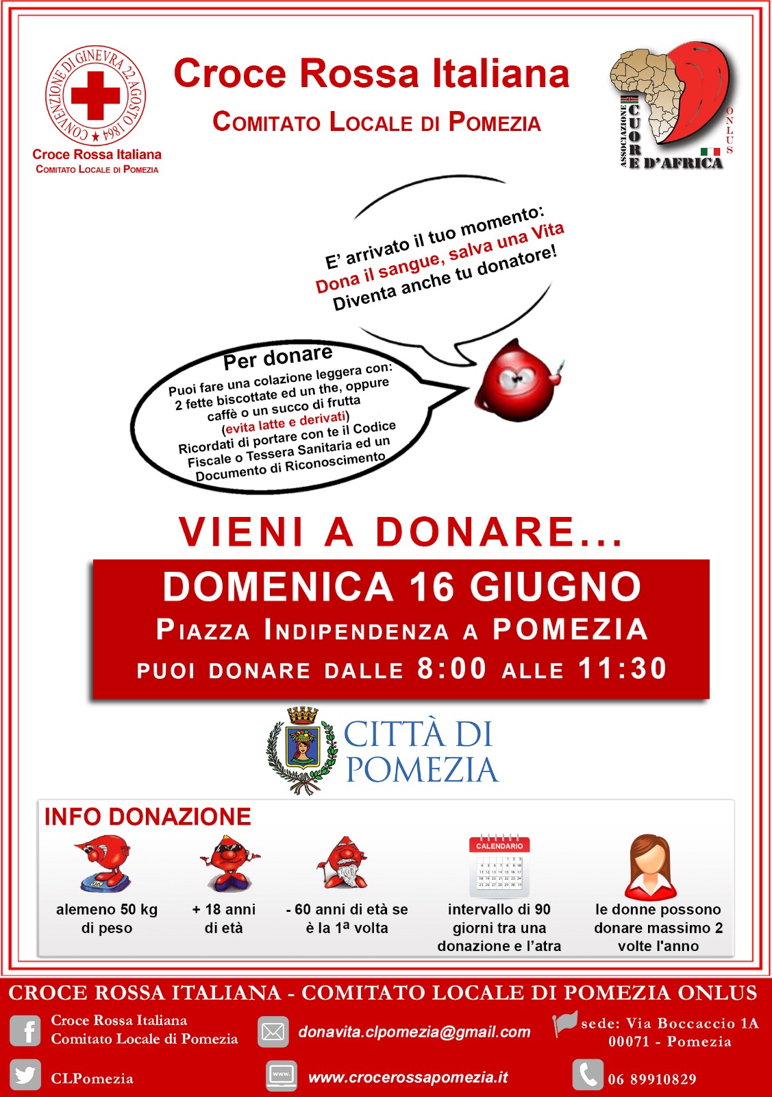 Croce Rossa Italiana Pomezia domenica 16 giugno donazione sangue
