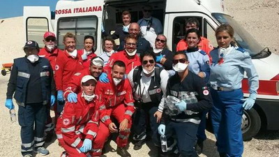 Il gruppo della Croce Rossa intervenuta a Brindisi