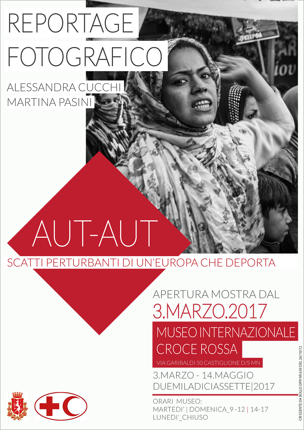 Locandina mostra fotografica Aut-Aut museo internazionale della Croce Rossa