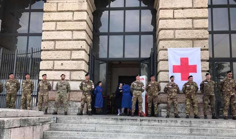 L'ingresso della mostra storica per i 130 anni della Croce Rossa di Verona