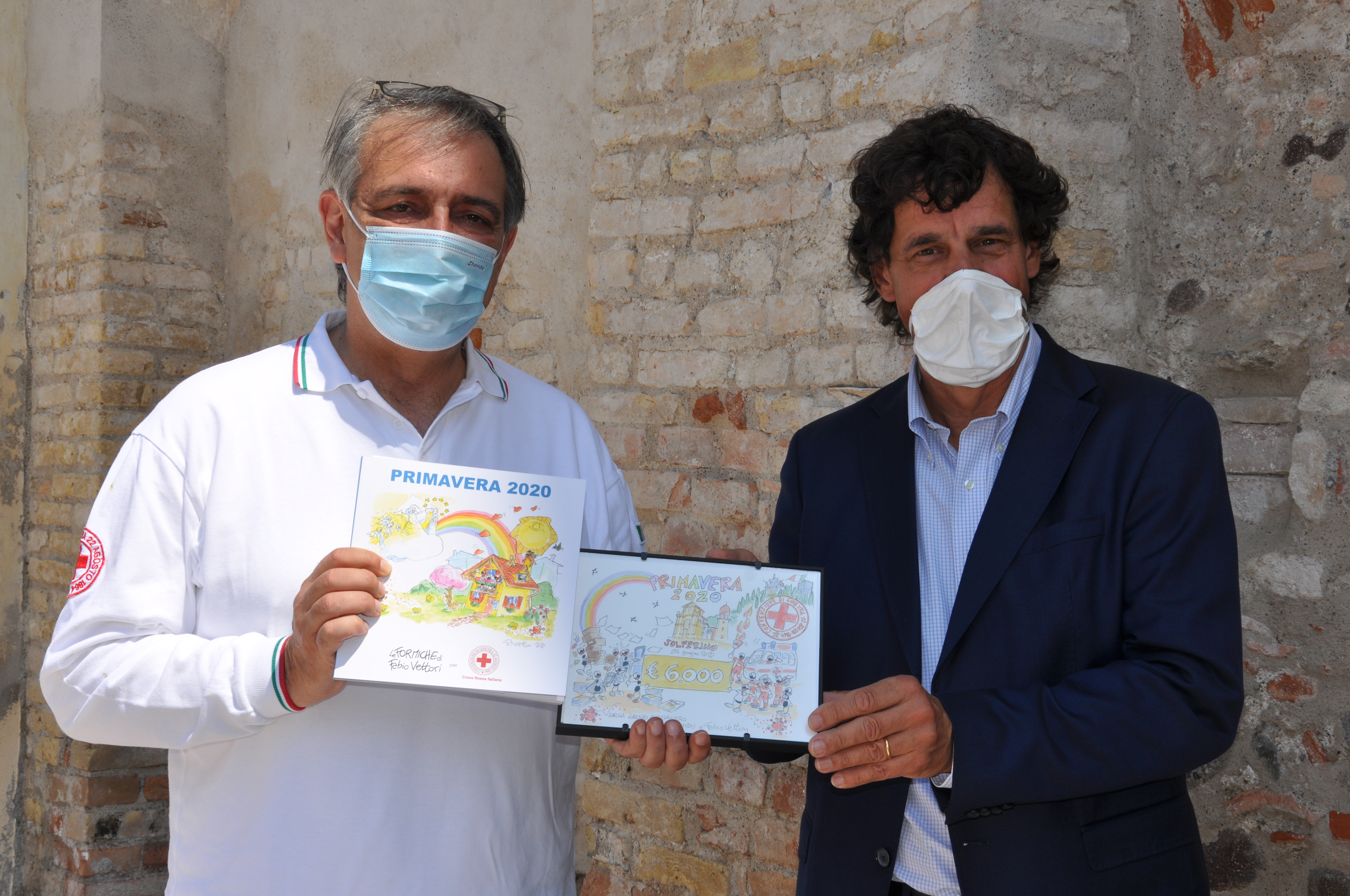 Il Presidente nazionale CRI Francesco Rocca con l'artista Fabio Vettori
