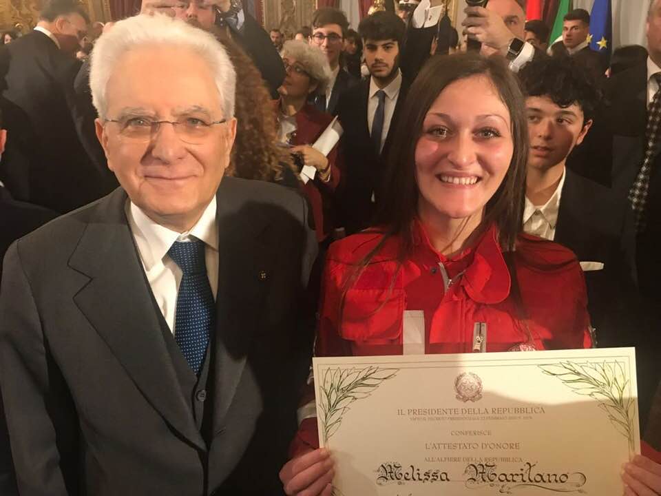 Mellissa con il Presidente della Repubblica Sergio Mattarella