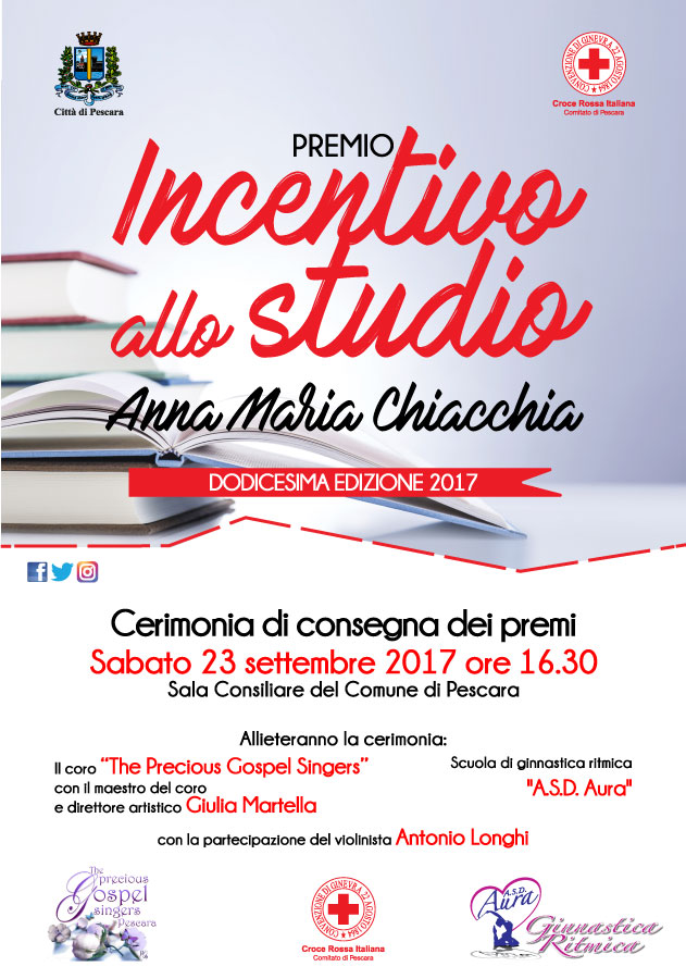 Pescara – Il 23 settembre il comitato CRI consegna i premi per l’incentivo allo studio