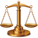 Icona di una bilancia a due piatti, simbolo di giustizia