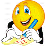 Icona di uno smile che scrive su un foglio