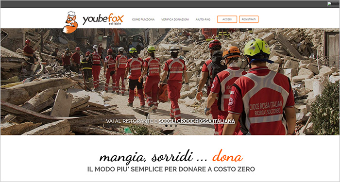 Mangia, sorridi, dona. La Croce Rossa Italiana aderisce all'iniziativa di Youbefox.com, che ha ideato un nuovo modo di donare.