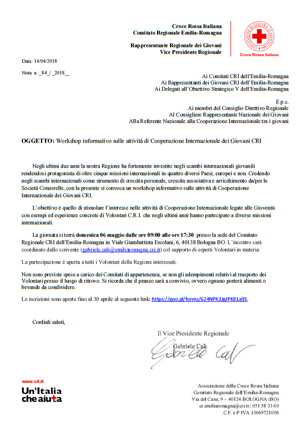 Workshop Cooperazione Internazionale